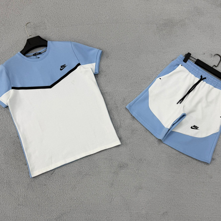 Nike Tech Fleece Şortlu Takım Mavi-Beyaz 8392