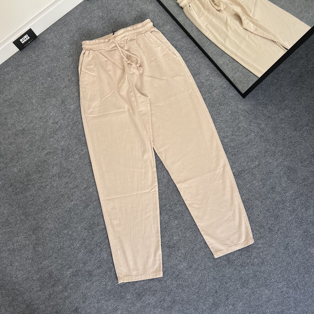 Asit Yıkamalı Keten Pantolon Bej 8355