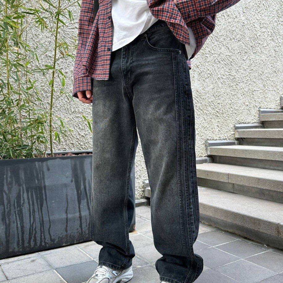 3-Stripes Premium Baggy Kot Pantolon Antrasit