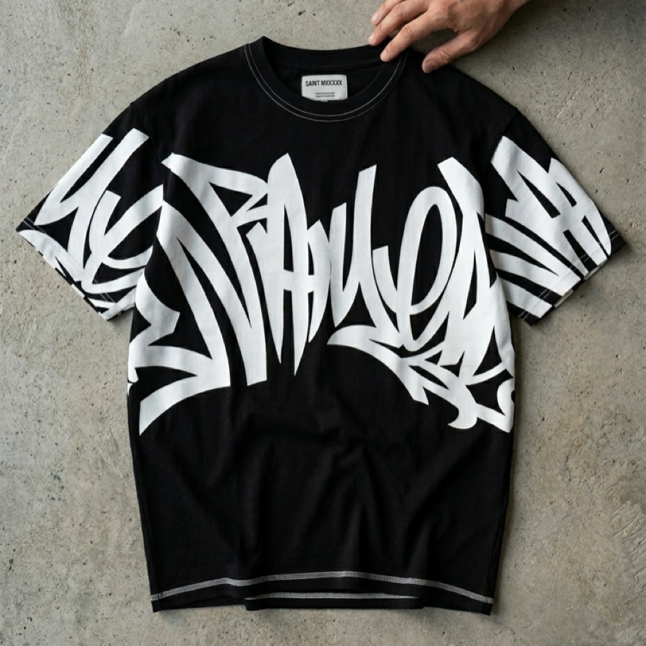 Premium Graf Oversize T-Shirt Siyah 8499