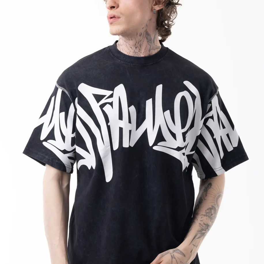 Premium Graf Oversize T-Shirt Siyah 8499