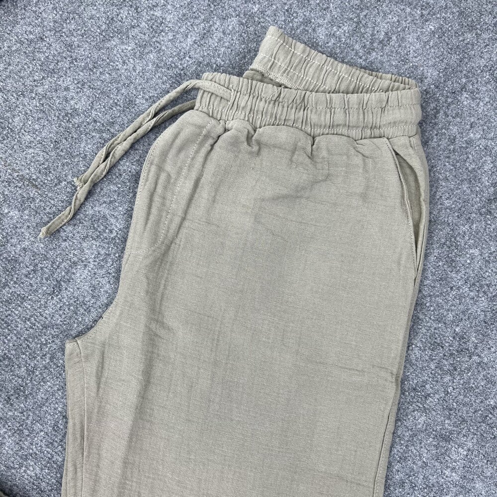 V. Müslin Keten Pantolon Haki 8327