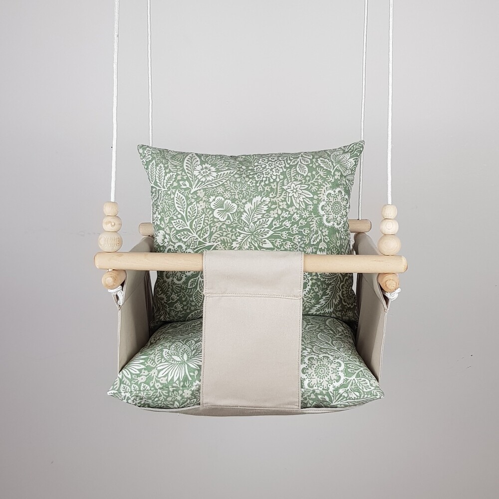 Enjoy Swing - Bej Yeşil Çiçek Desenli