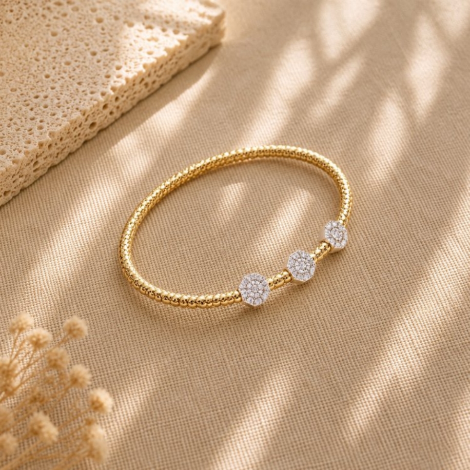 Zirkon Taşlı Gold