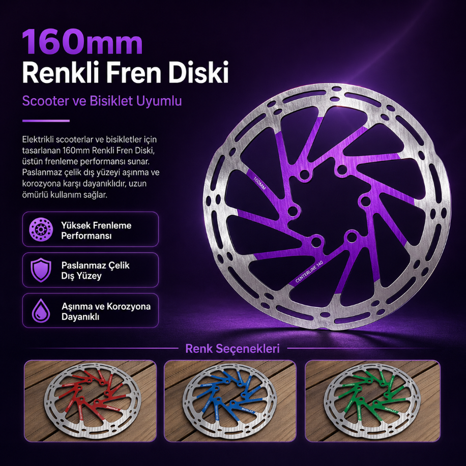 160mm Renkli Fren Diski - farklı renk seçeneği