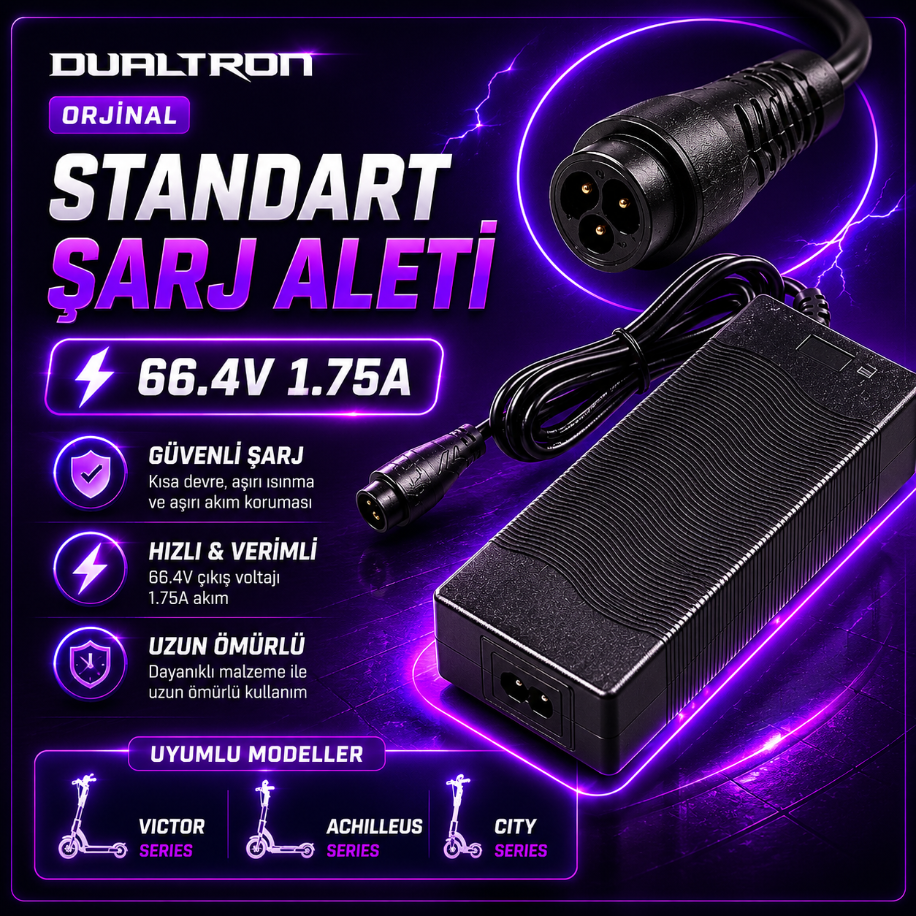 Dualtron Standart Şarj Aleti 66.4V 1.75A (Victor-Achilleus-City) Uyumlu