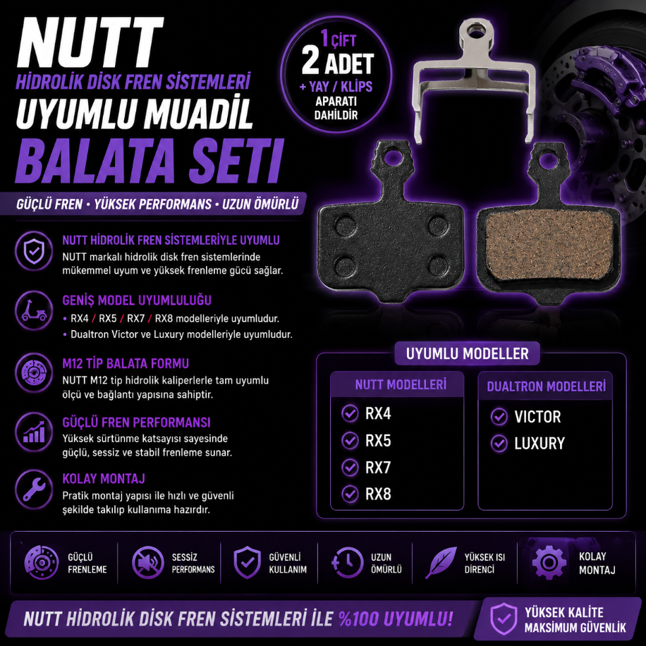 Nutt Frenlere Uyumlu Balata - RX4/RX5/RX7/RX8