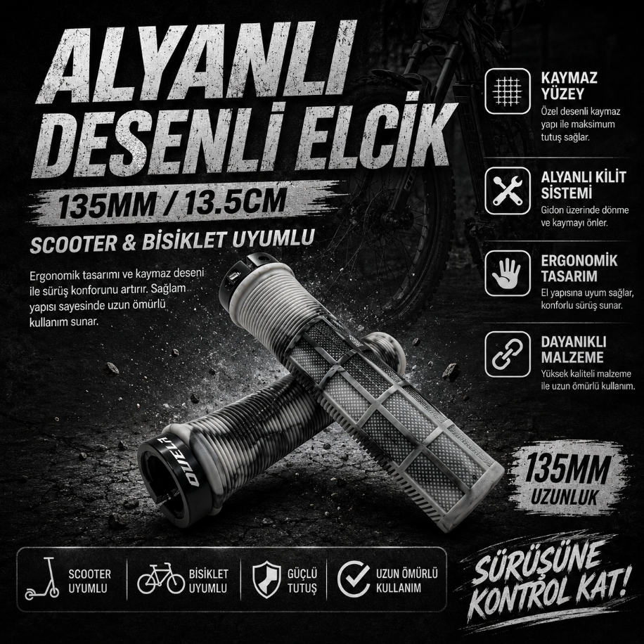 Ovela Alyanlı Desenli Elcik Scooter & Bisiklet Uyumlu - Bayaz