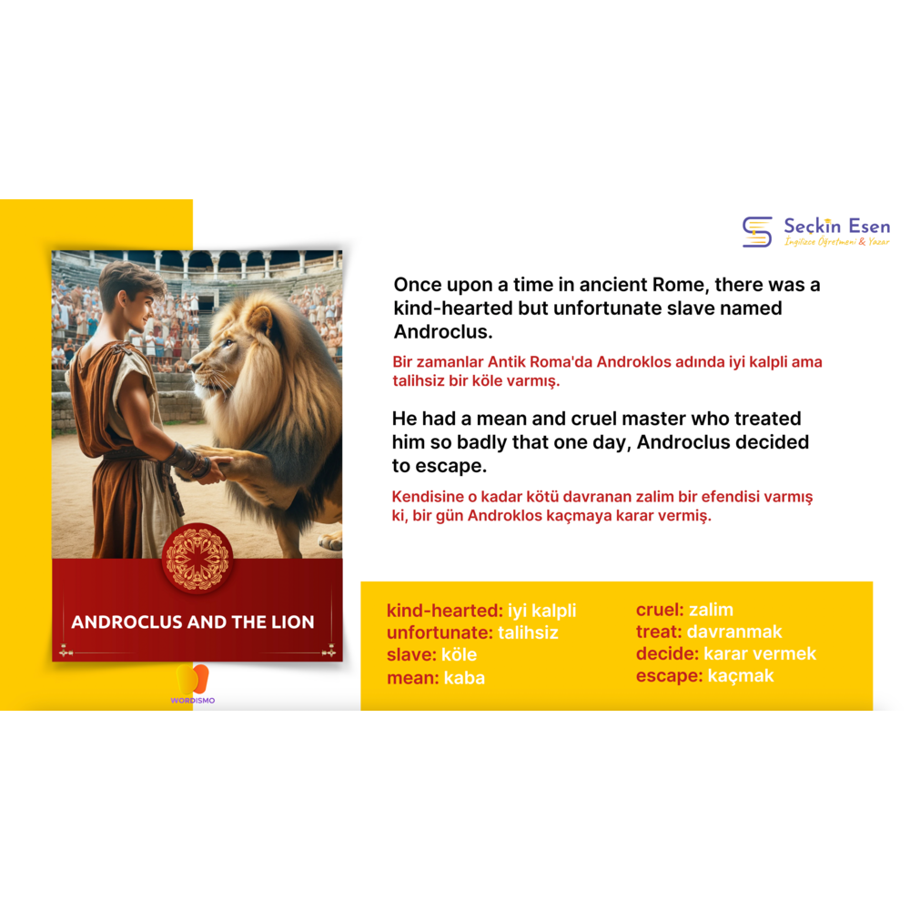 Androclus and The Lion (İngilizce - Türkçe Hikaye)