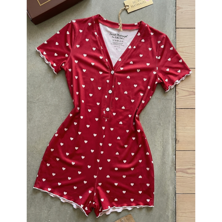 Love Touch Kalp Desenli Mini Gecelik