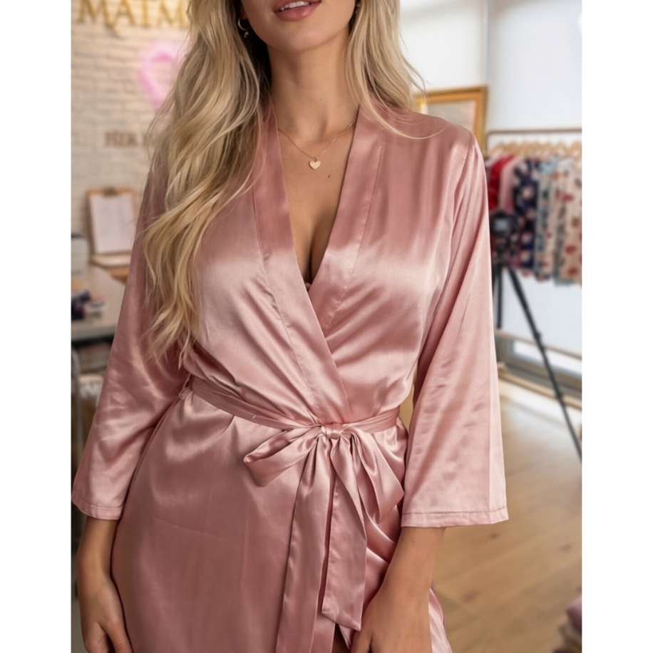 Kadın Saten Sabahlık – Şık ve Zarif Satin Robe - 2