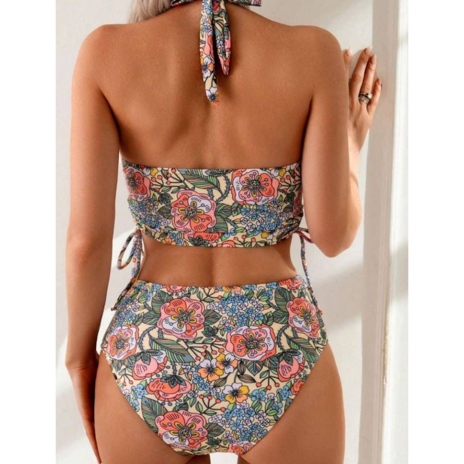 Premium Sırt Dekolteli Botanik Desenli Mayo / Tankini Takımı - 2