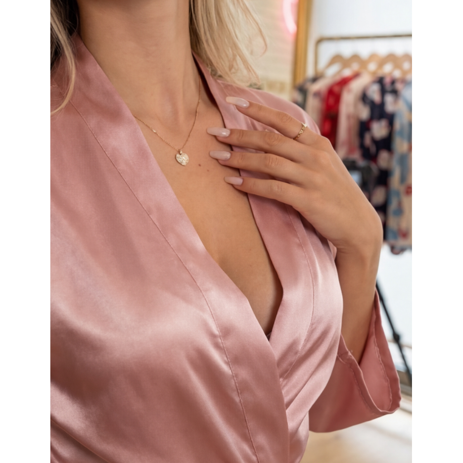 Kadın Saten Sabahlık – Şık ve Zarif Satin Robe - 4