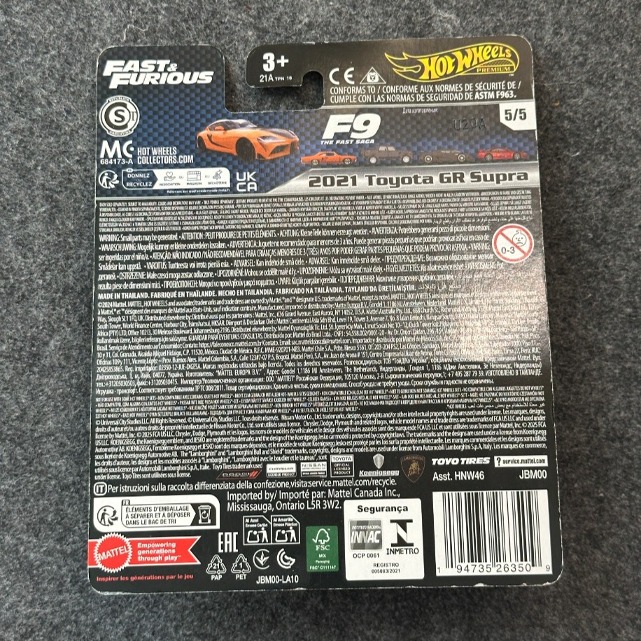 Hot Wheels 2021 Toyota GR Supra Fast & Furious Premium (2024)