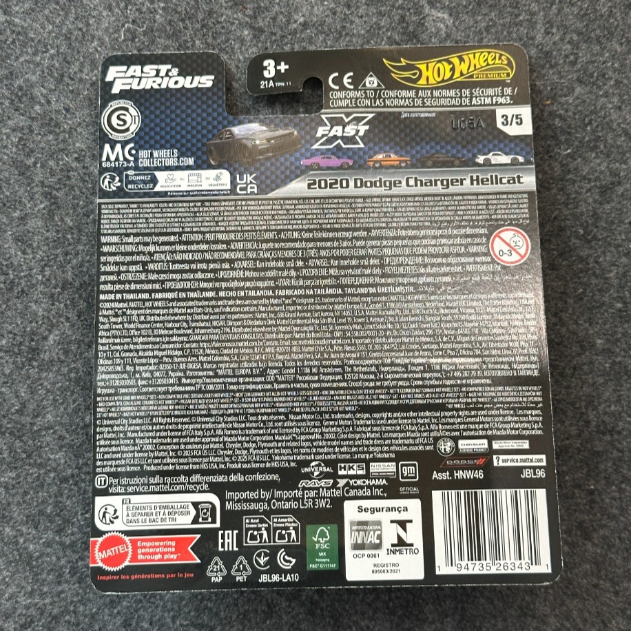 Hot Wheels 2020 Dodge Charger Hellcat Fast & Furious Premium (2024)