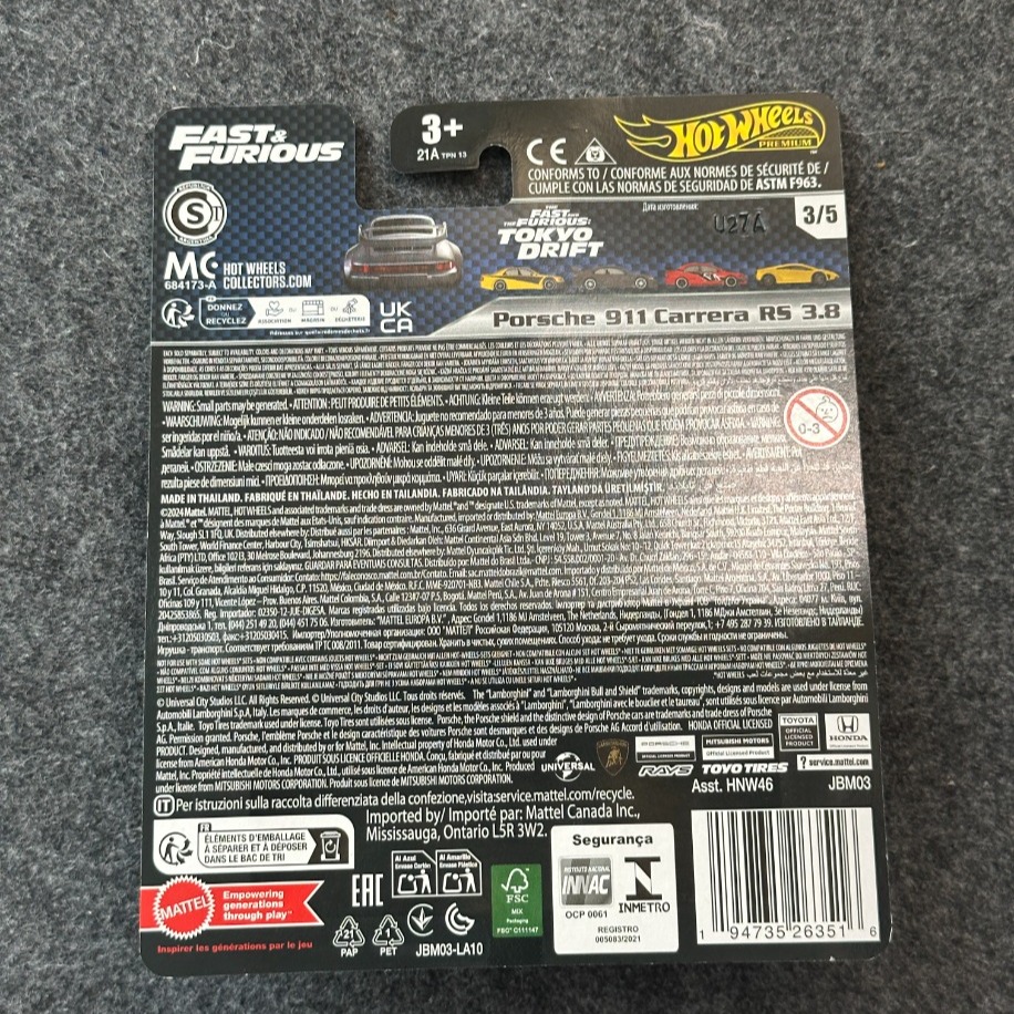 Hot Wheels Porsche 911 Carrera RS 3.8 Fast & Furious Premium (2024)