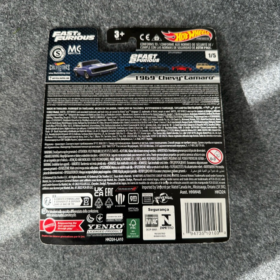 Hot Wheels 1969 Chevy Camaro Fast & Furious Premium (2022)