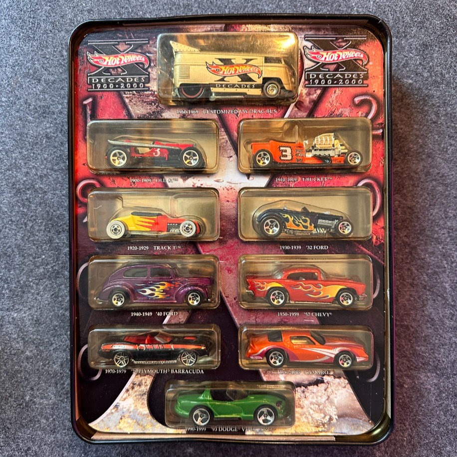 Hot Wheels Decades 1900-2000 Collectible Tin Set (2002)