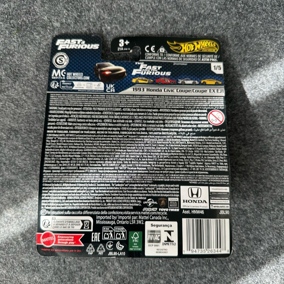 Hot Wheels 1993 Honda Civic Coupe Fast & Furious Premium (2024)