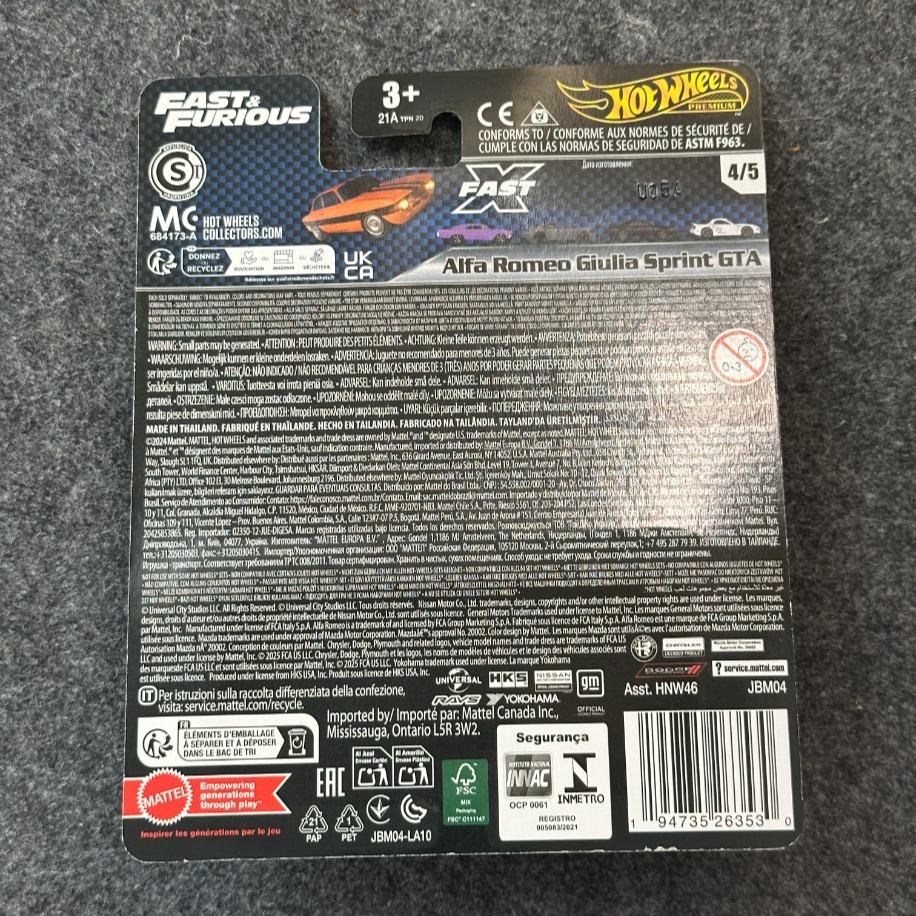 Hot Wheels Alfa Romeo Giulia Sprint GTA Fast & Furious Premium (2024)