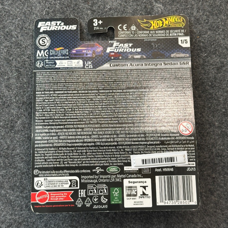 Hot Wheels Custom Acura Integra Sedan GSR Fast & Furious Premium (2023)