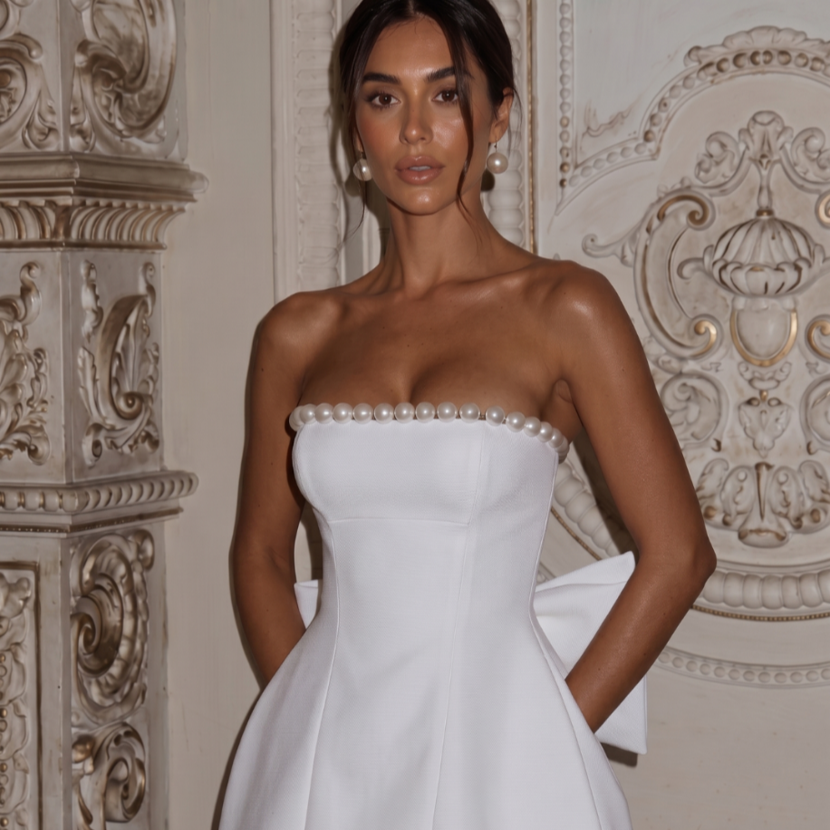 Beyaz İnci – Mini Cepli Elbise