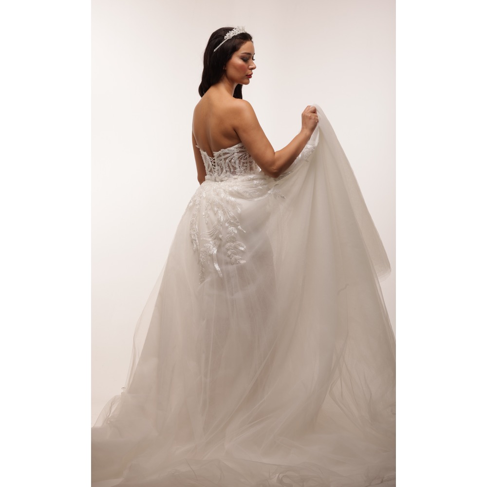Frigg Bridal – Portatif Kuyruklu Beyaz Mini Elbise