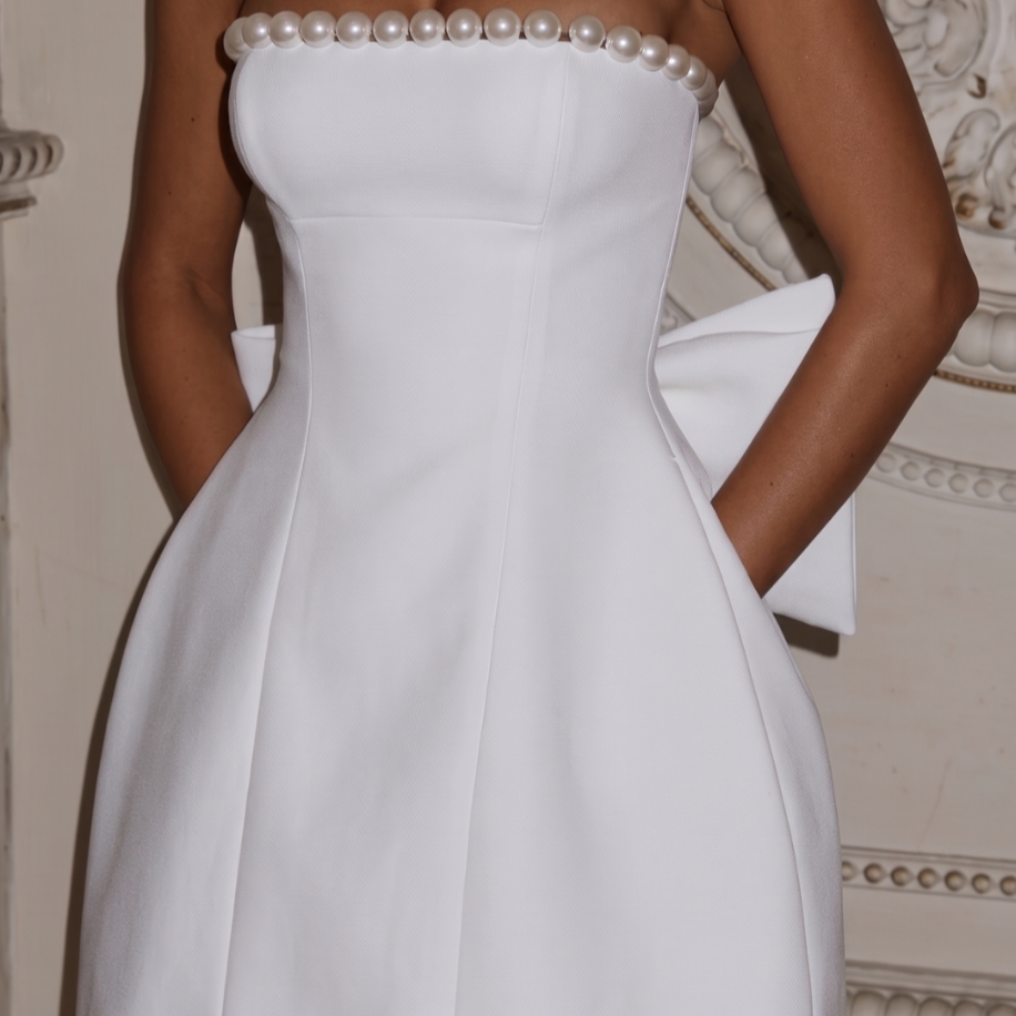 Beyaz İnci – Mini Cepli Elbise