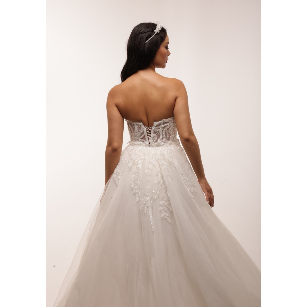 Frigg Bridal – Portatif Kuyruklu Beyaz Mini Elbise
