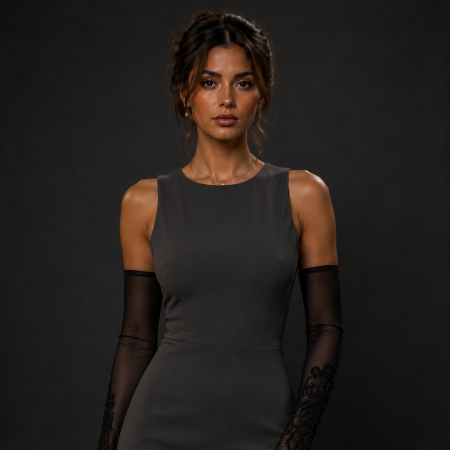 Nocturne Siyah – Boncuk İşlemeli Couture Eldiven