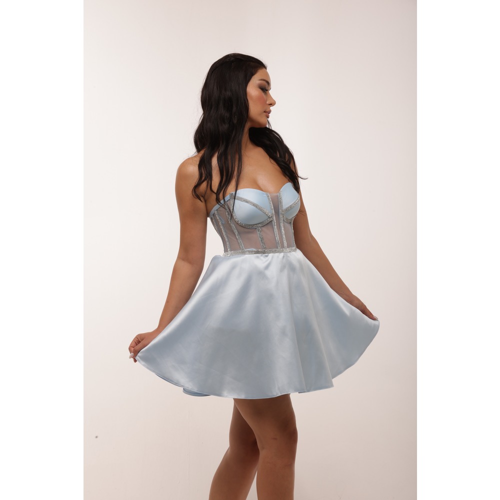 Parvati Blue – Bebe Mavi Korseli Mini Elbise