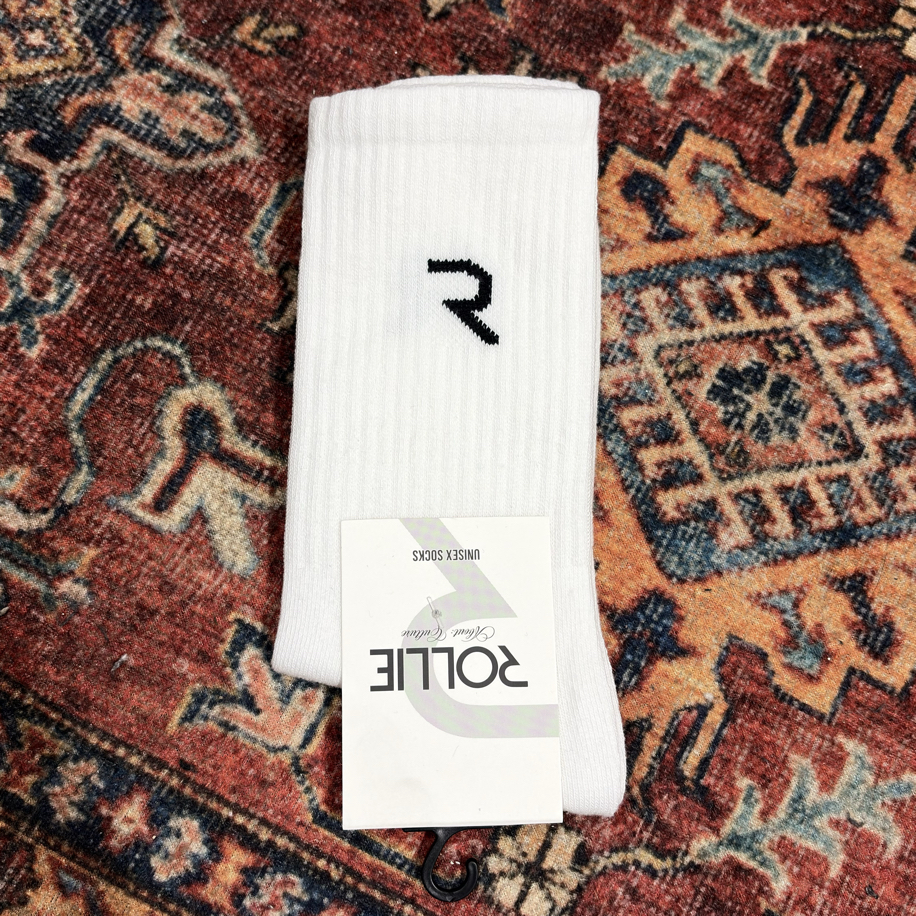 Beyaz R Baskılı Unisex Standart Çorap