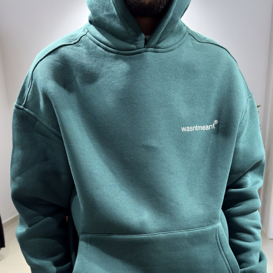 Oversize Ön Ve Arka Baskı Detaylı Hoodie Yeşil