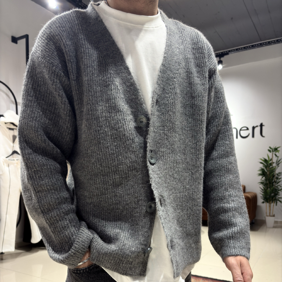 Yünlü Triko Hırka Antrasit