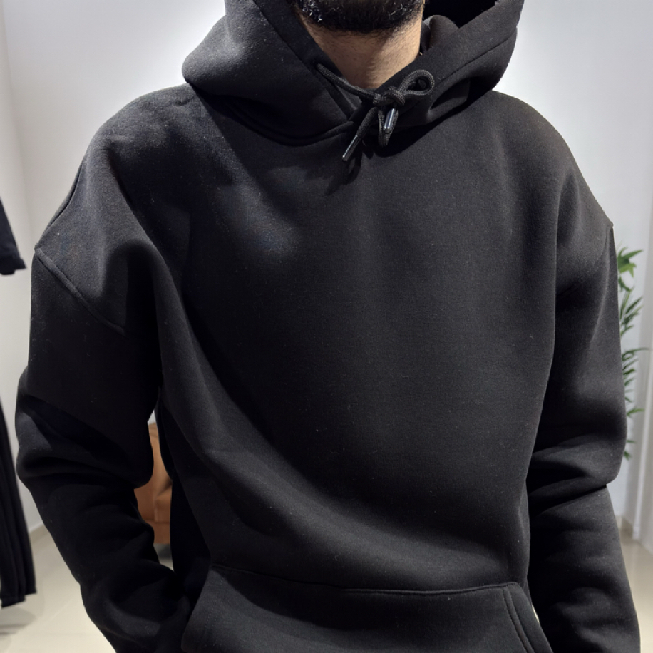 Oversize Basic Hoodie Siyah