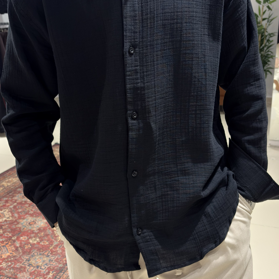 Oversize Basic Şile Bezi Gömlek Siyah