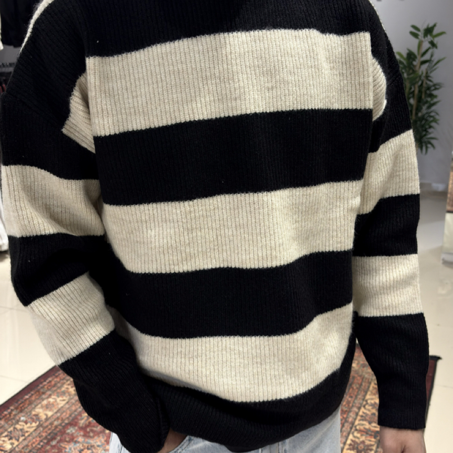 Oversize Triko Örgü Kazak Siyah