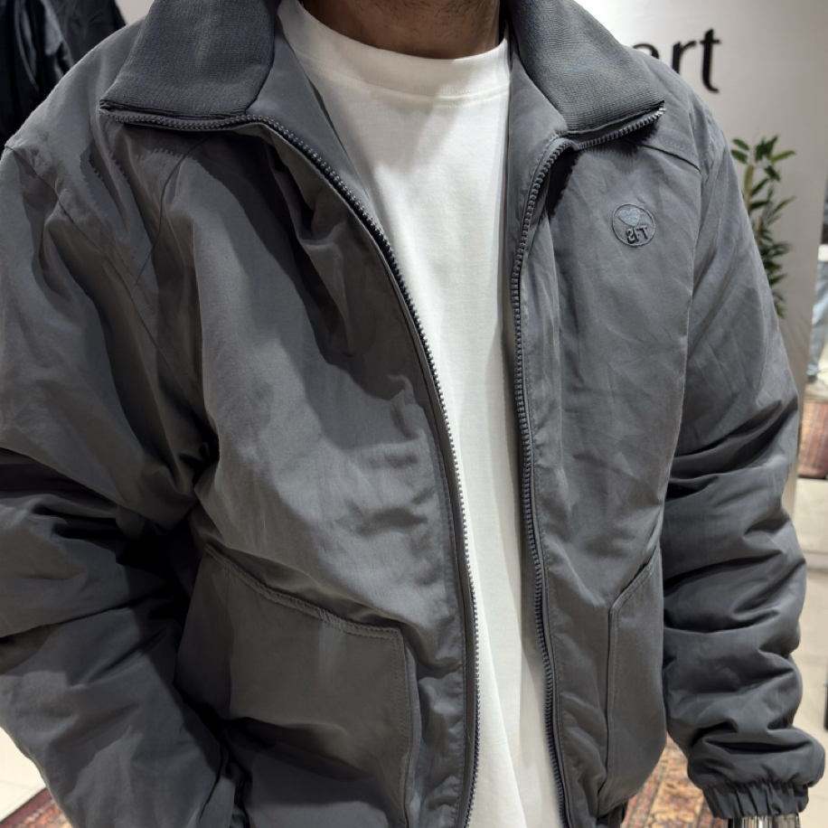 Nakış Detaylı Kapitone Bomber Ceket Füme