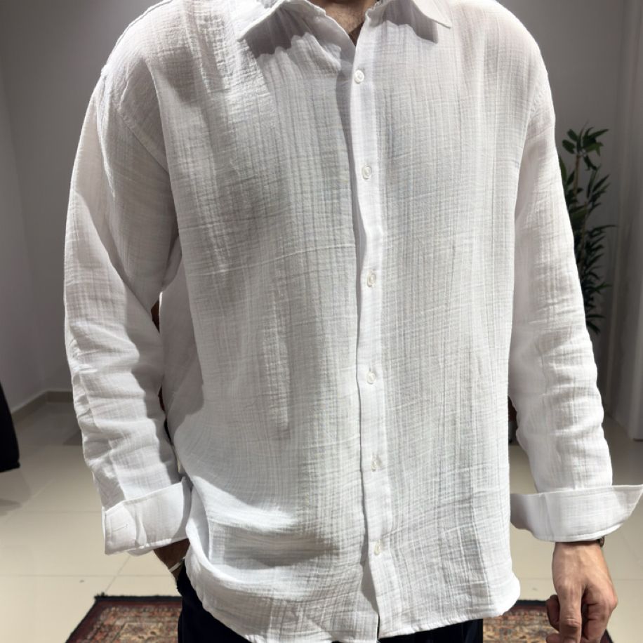 Oversize Basic Şile Bezi Gömlek Beyaz