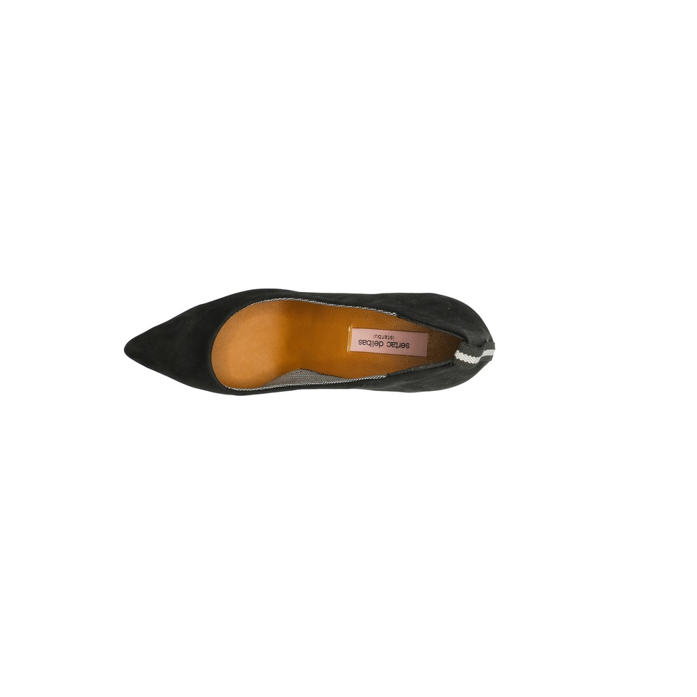 Siyah Süet Ham Topuk Stiletto 10 cm 