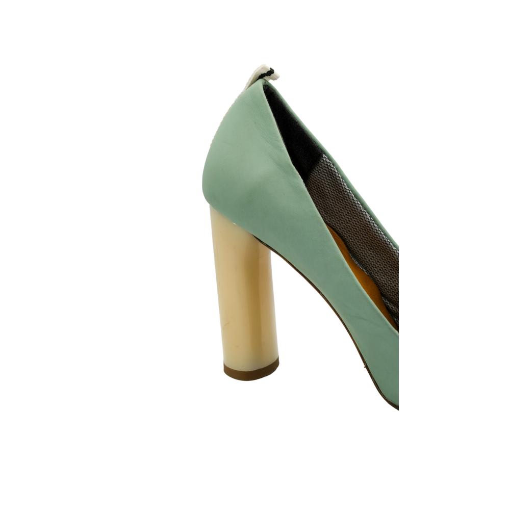 Nil Yeşili Nubuk Ham Ökçeli Stiletto 10 cm 