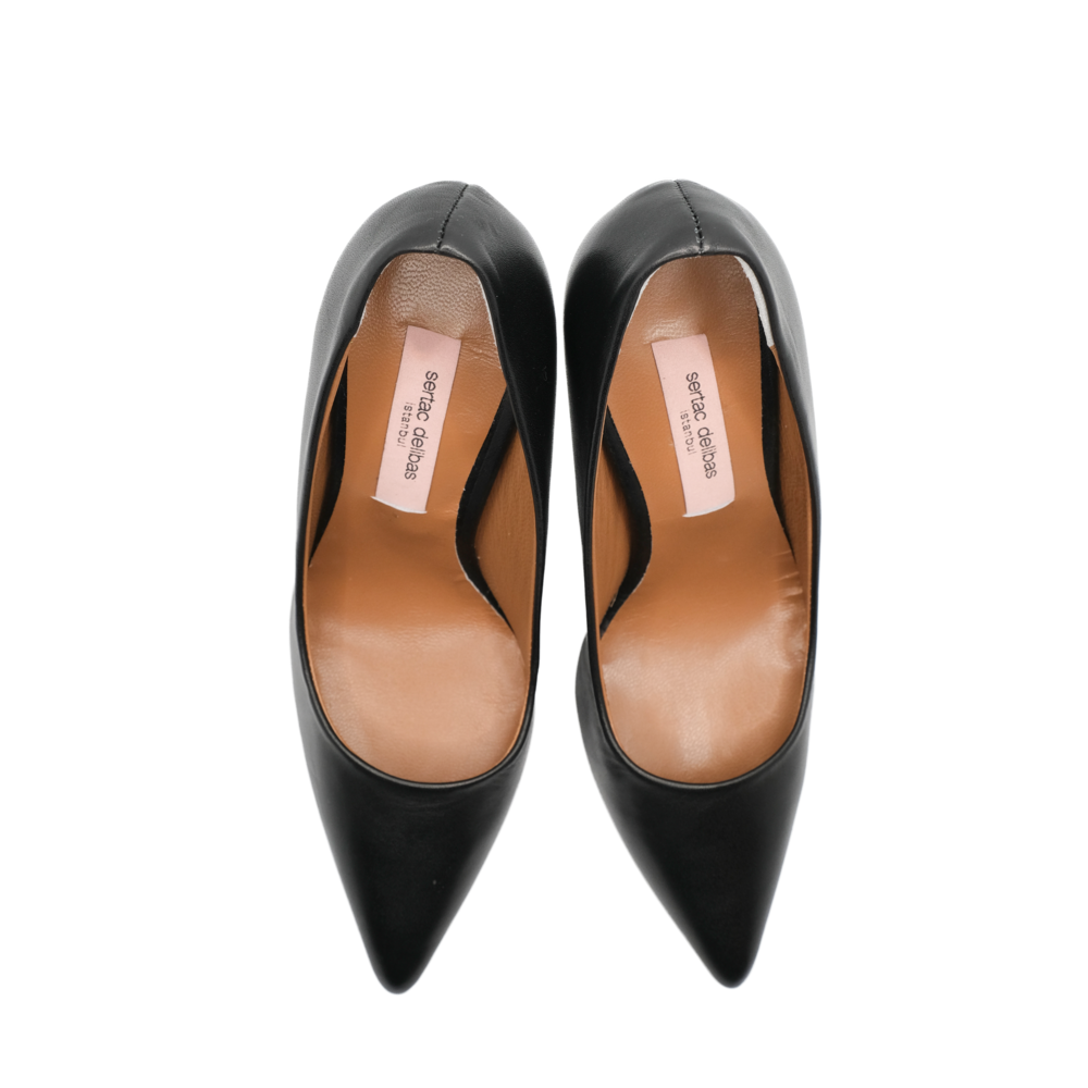 Siyah Mat Deri Stiletto