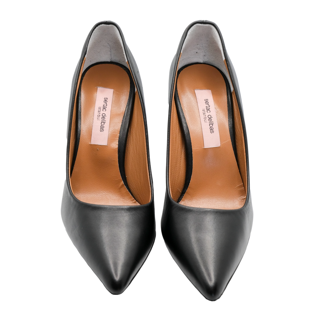 Siyah Mat Deri Stiletto