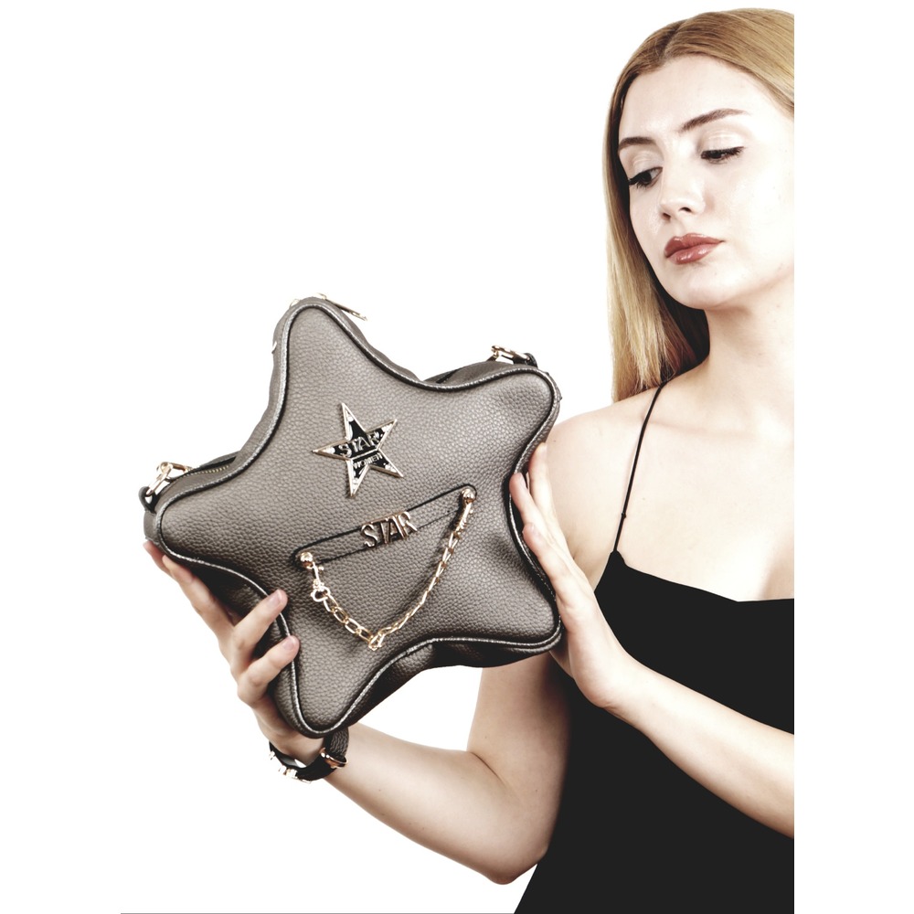 GRİ FLOTTER SUNİ DERİ YILDIZ ÇANTA  ALL STAR SET