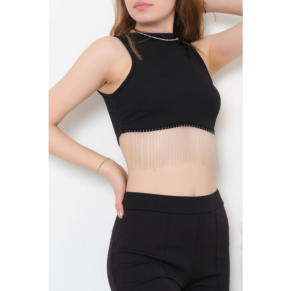 Aksesuarlı Bluz Siyah - 10898.1567