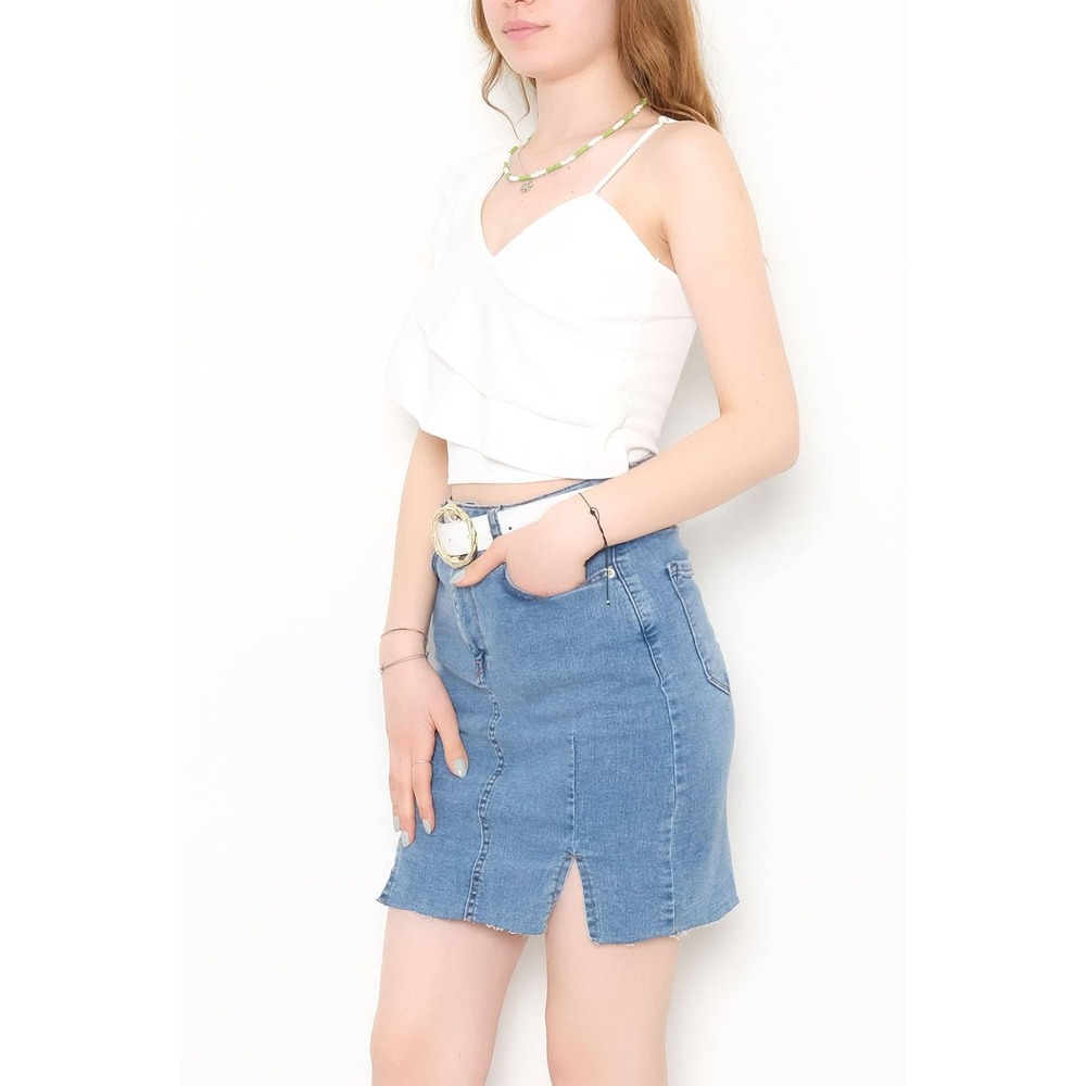 Önü Kat Kat Bluz Beyaz - 10690.631