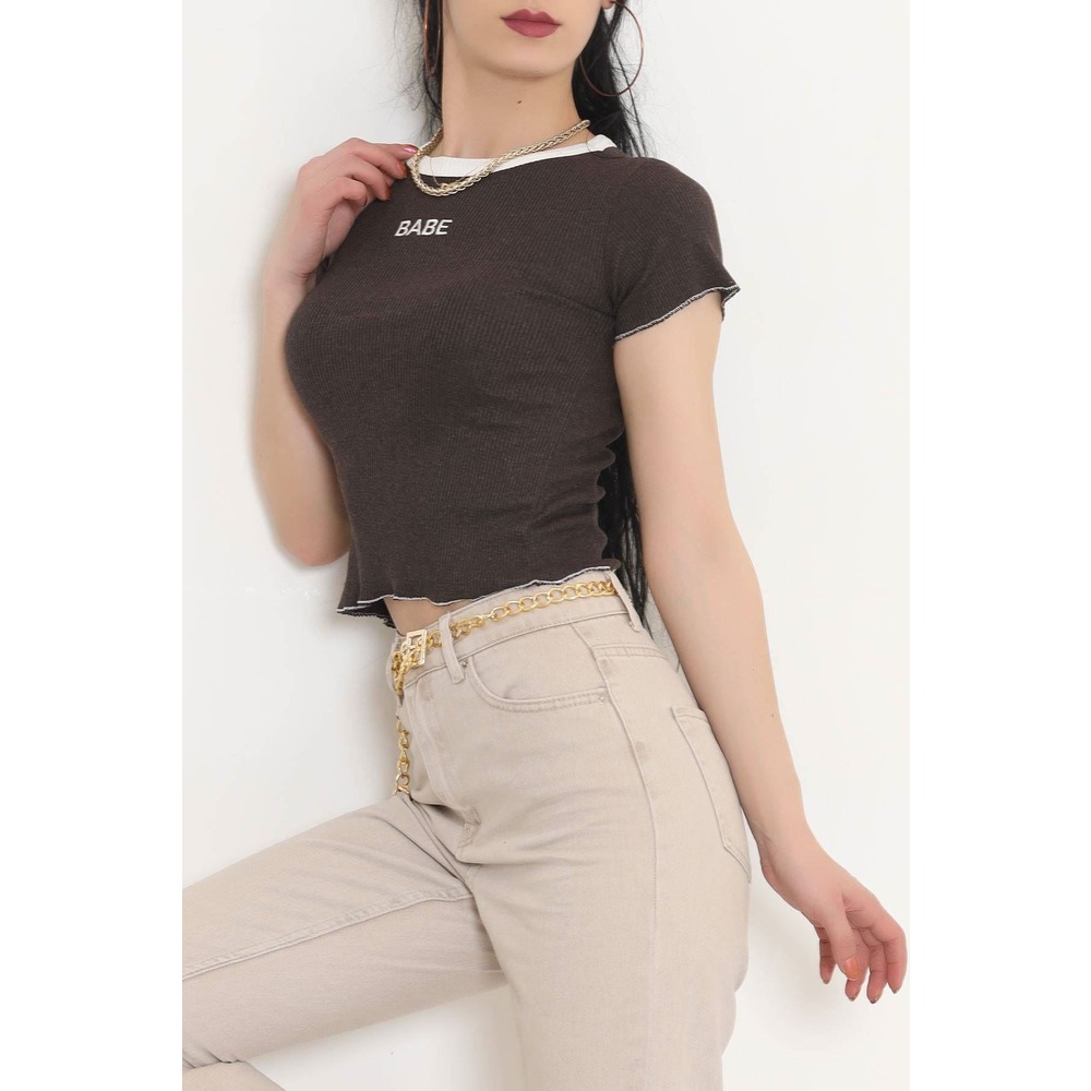 Babe Nakışlı Bluz Kahve - 11009.1567