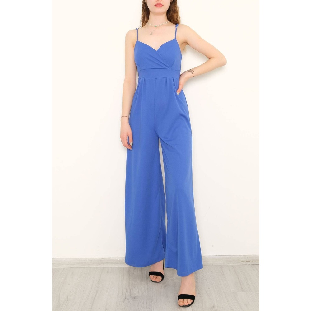 Bol Paça Askılı Tulum Saks - 10760.631
