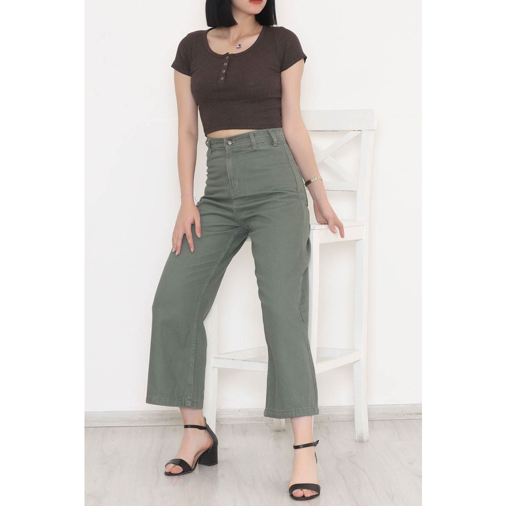 Bol Paça Kot Pantolon Açıkhaki - 0019.1184