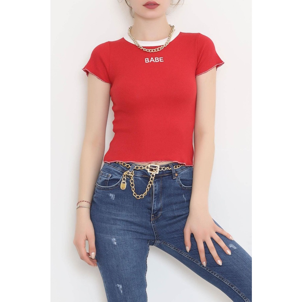 Babe Nakışlı Bluz Kırmızı - 11009.1567